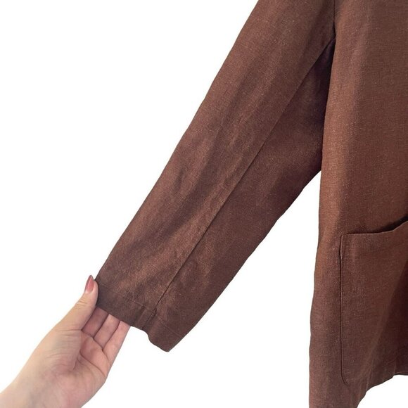Marine Layer Flora Hemp Tencel Blazer Oversize Brown Women's Size XL NWOT - Picture 13 of 16